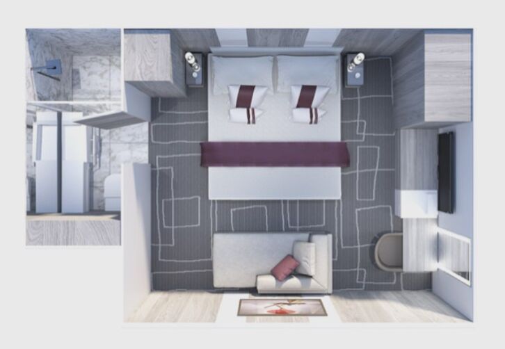 Inside Stateroom floor plan on Celebrity Beyond