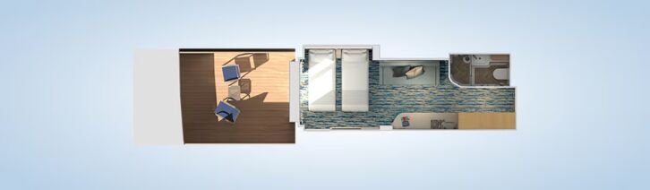 Forward-View Extended Balcony floor plan on Carnival Jubilee