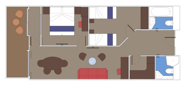 Two-Bedroom Grand Suite Aurea floor plan on MSC Seascape