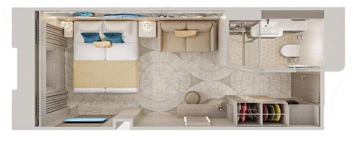 Solo Oceanview floor plan on Norwegian Viva
