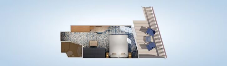 Aft-View Extended Balcony floor plan on Carnival Firenze