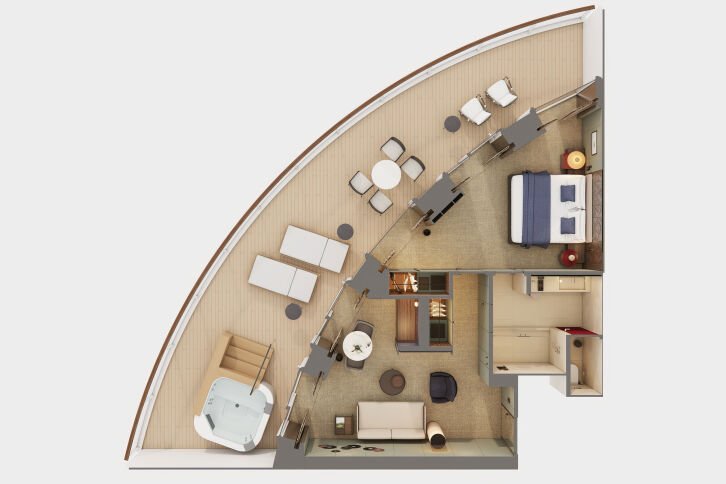 The Haven Aft-Facing Owner's Suite with Master Bedroom & Large Balcony floor plan on Norwegian Aqua