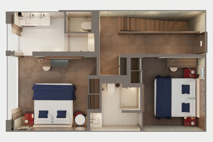 The Haven 3-Bedroom Duplex Suite with Large Balcony floor plan on Norwegian Aqua