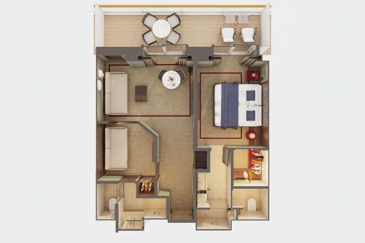 The Haven 2-Bedroom Family Villa with Large Balcony floor plan on Norwegian Aqua