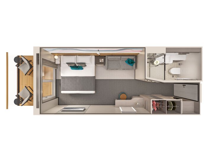 Balcony floor plan on Norwegian Aqua