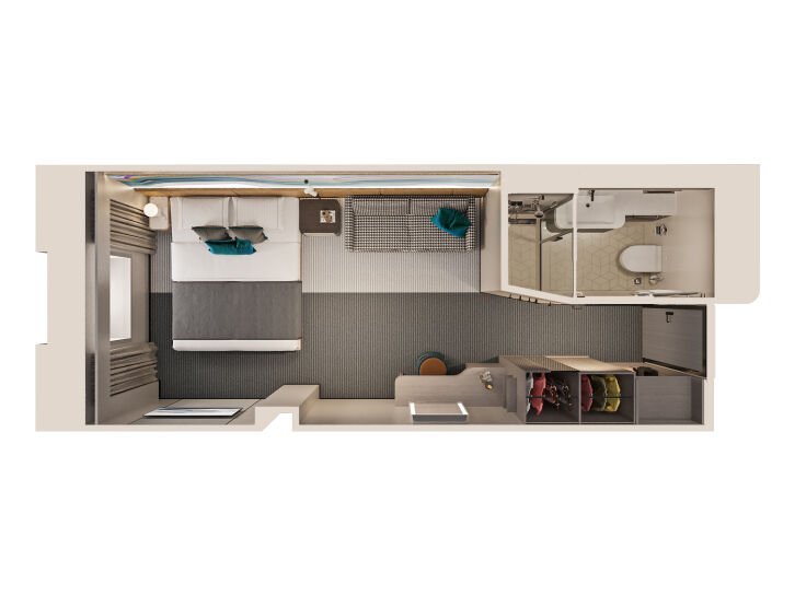 Sailaway Oceanview floor plan on Norwegian Aqua