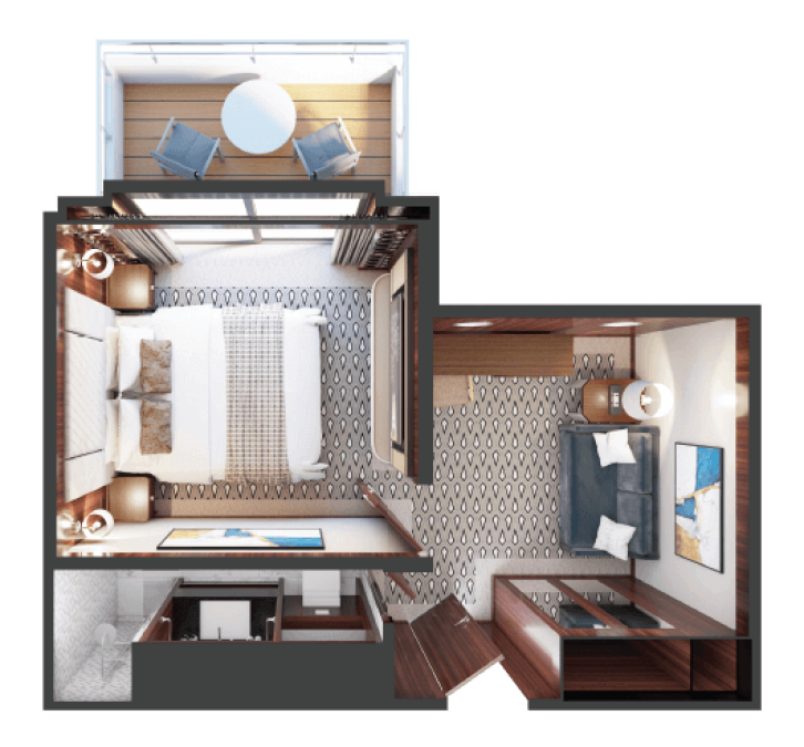 Deluxe Veranda Suite floor plan on World Voyager