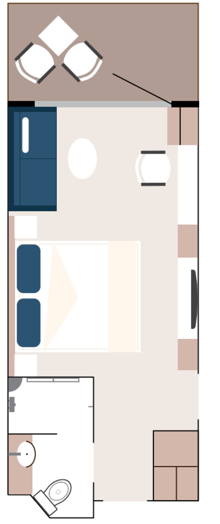 Balcony Stateroom Category A – Solo floor plan on Douglas Mawson