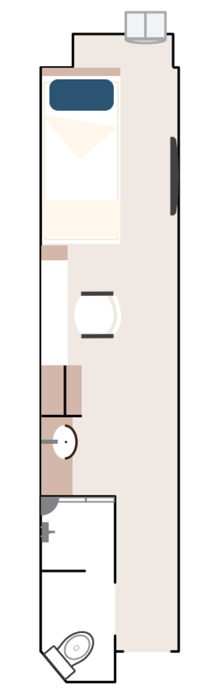 Aurora Stateroom Superior Single floor plan on Douglas Mawson
