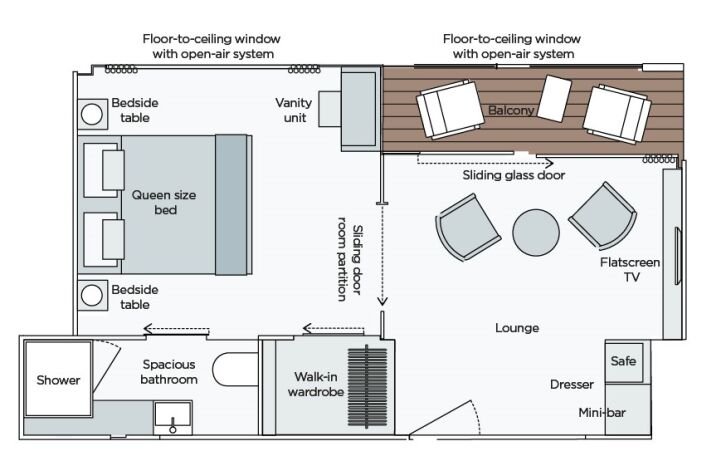 Owners One-Bedroom Suite floor plan on Emerald Astra