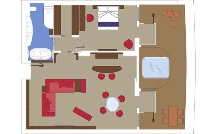 MSC Yacht Club Owner's Suite with Whirlpool Bath floor plan on MSC World Asia