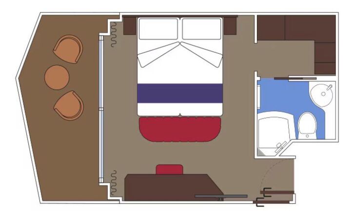 Deluxe Balcony with Promenade View floor plan on MSC World Asia