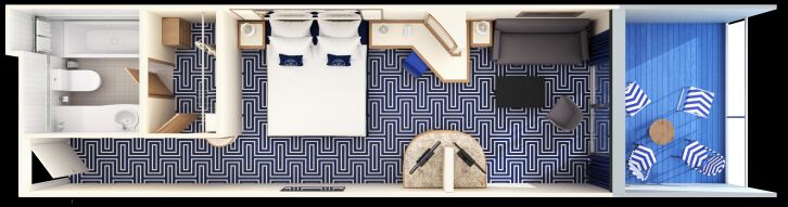 Byron Beach Ocean Suite floor plan on Carnival Adventure