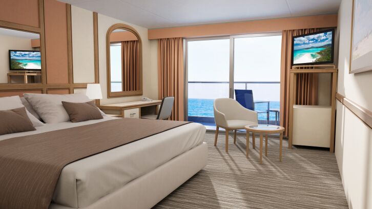 Aft-View Extended Balcony cabin on Carnival Encounter