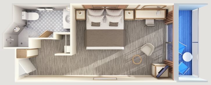 Balcony floor plan on Carnival Adventure