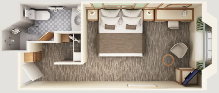 Ocean View (Obstructed View) floor plan on Carnival Adventure