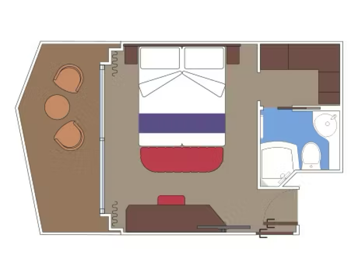 Deluxe Balcony with Promenade & Ocean View floor plan on MSC World Atlantic