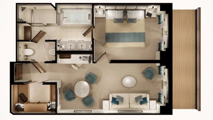 Sapphire Deluxe Suite floor plan on Crystal Grace