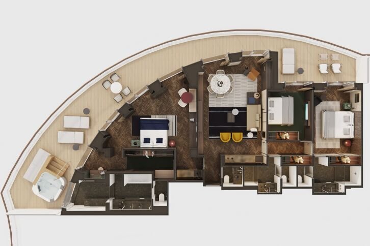 The Haven Premier Owner's Suite with Large Balcony floor plan on Norwegian Aura