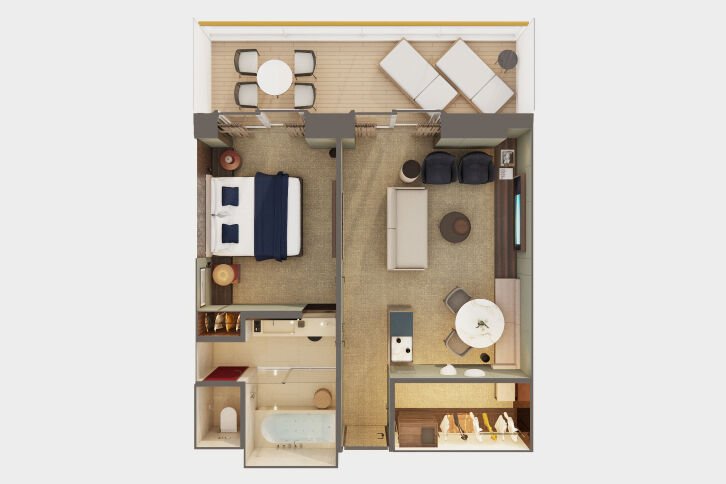 The Haven Owner’s Suite with Large Balcony floor plan on Norwegian Aura