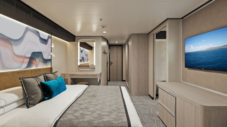 Forward-Facing Suite with Master Bedroom & Large Balcony on Norwegian Aura