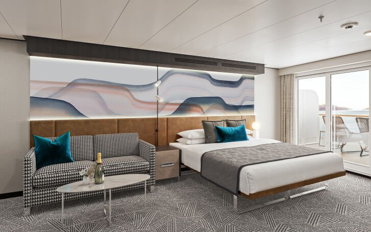 Forward-Facing Club Balcony Suite with Large Balcony on Norwegian Aura