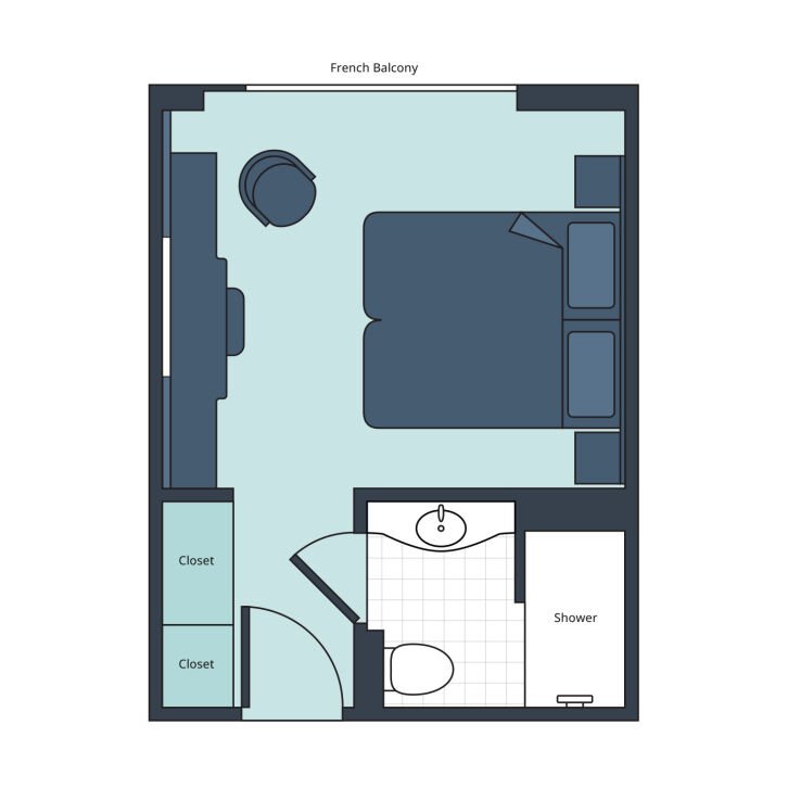 Deluxe French Balcony floor plan on S.S. Audrey